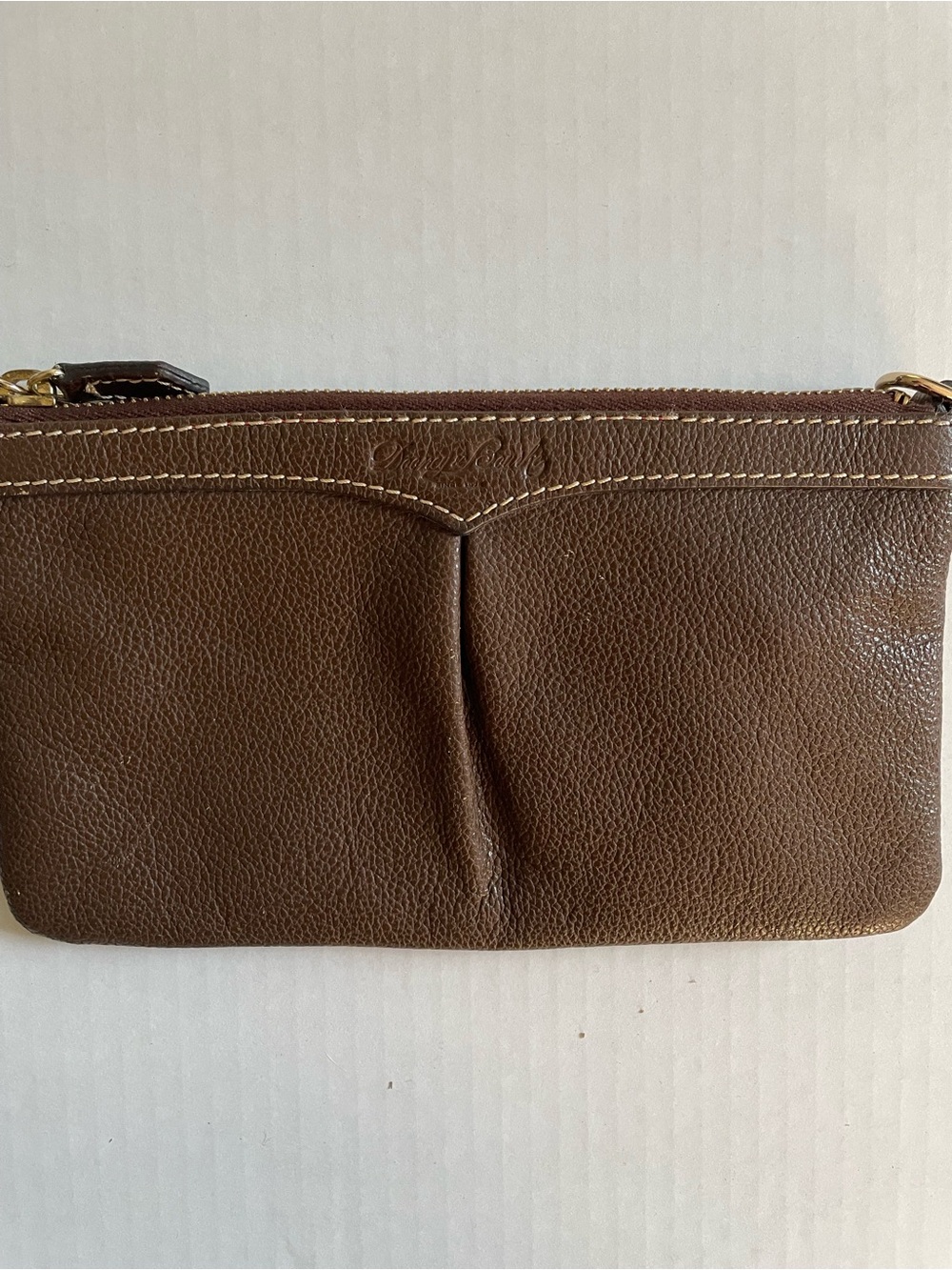 Dooney & Bourke Brown Leather Wristlet Pouch